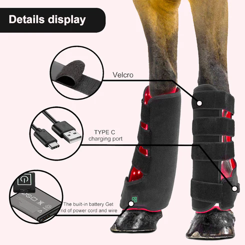 2PCS Equine Red Light Therapy Leg Wrap – Infrared Tendon, Joint & Inflammation Relief for Horse Legs